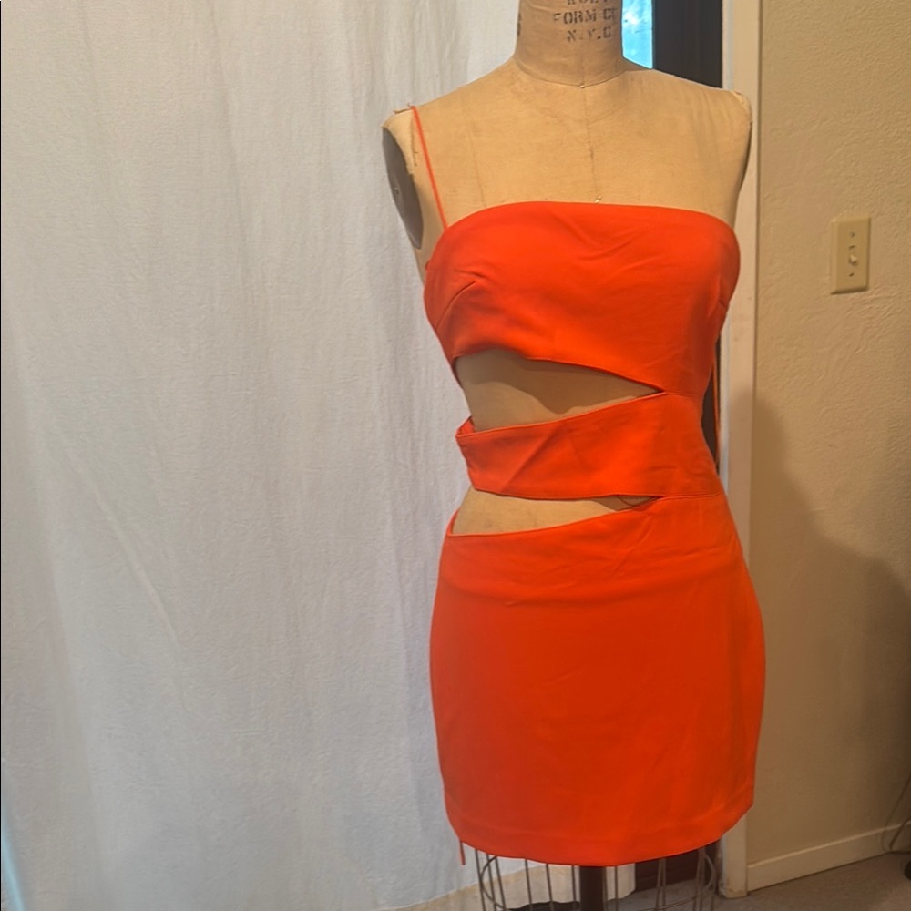MISHA COLLECTION Orange Backless Cut-Out Mini Dress